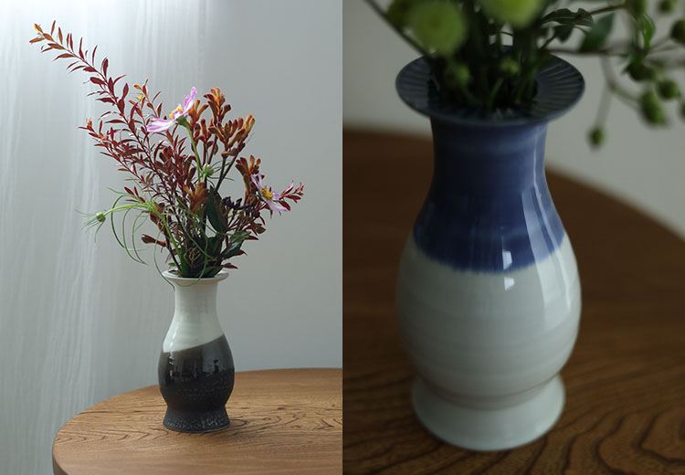 波佐見焼の花入れ　瓶子型