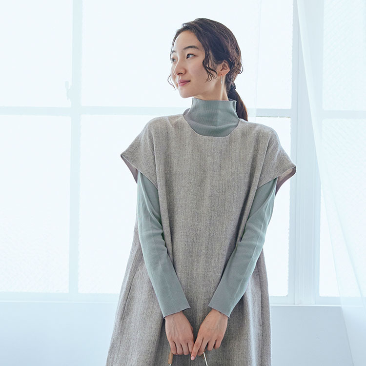 しなやか綿の重ね着プルオーバー