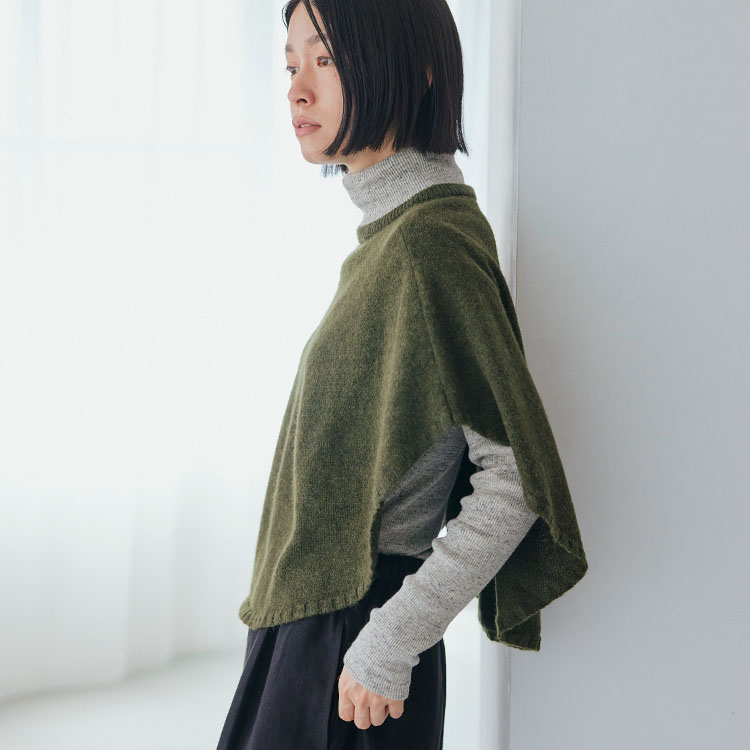 綿麻テレコのタートルネック