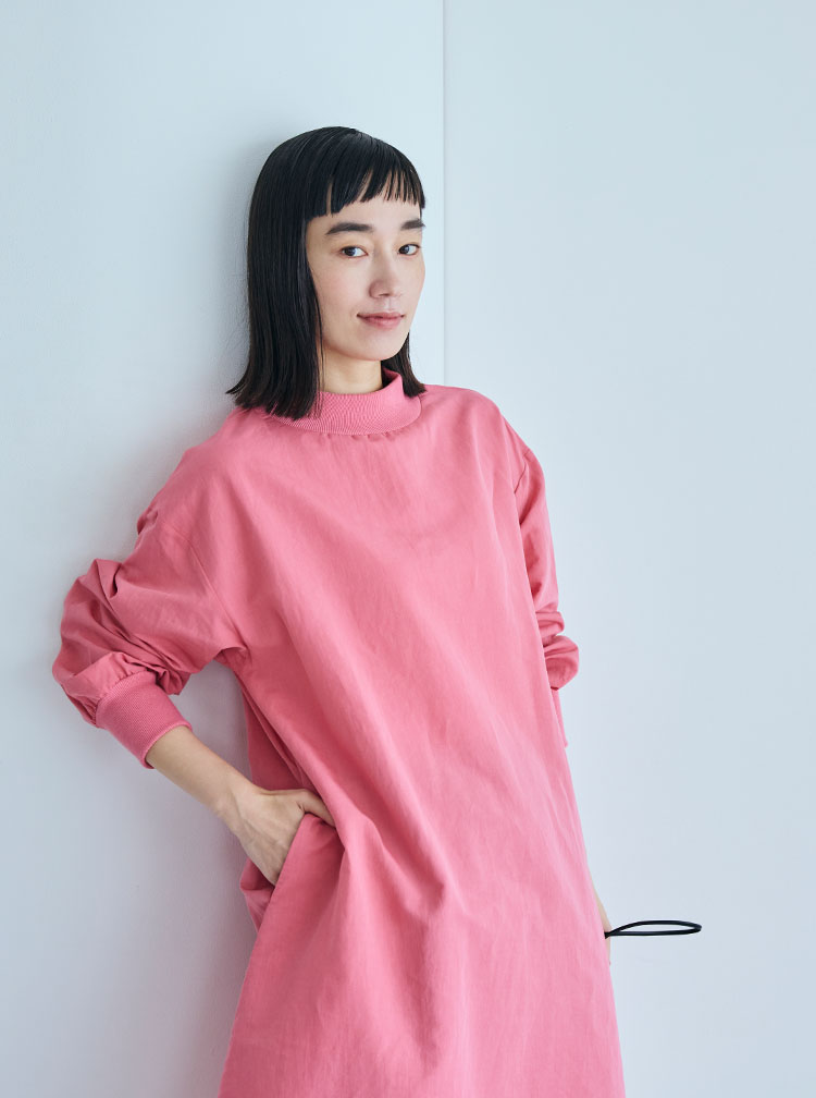 綿麻ハイネックワンピース