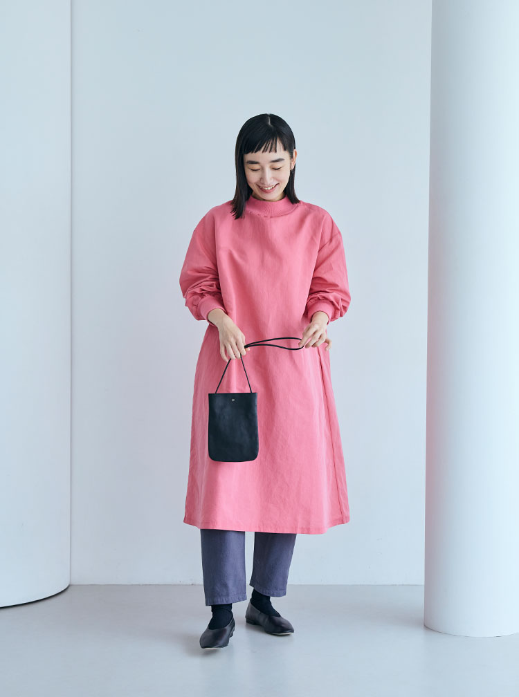 綿麻ハイネックワンピース