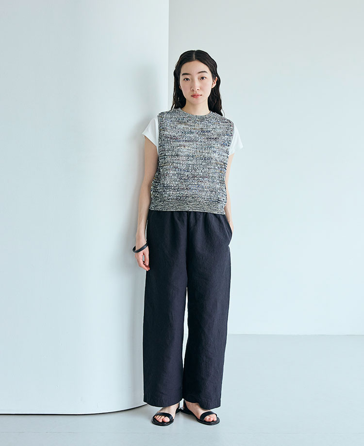 播州織の高密度ワイドパンツ