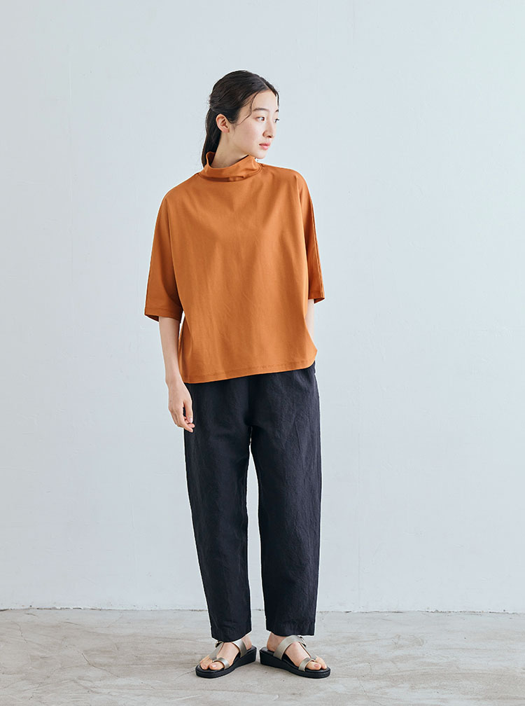 播州織の高密度に織った綿麻のパンツ コーディネートイメージ