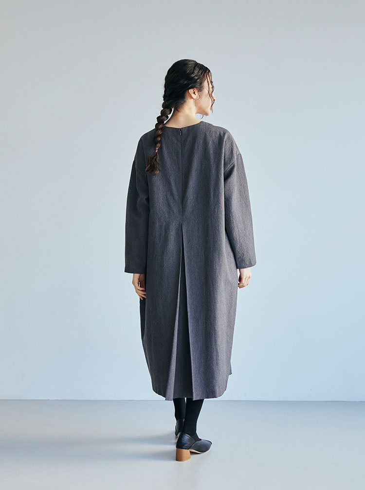 尾州ウールと麻のワンピース