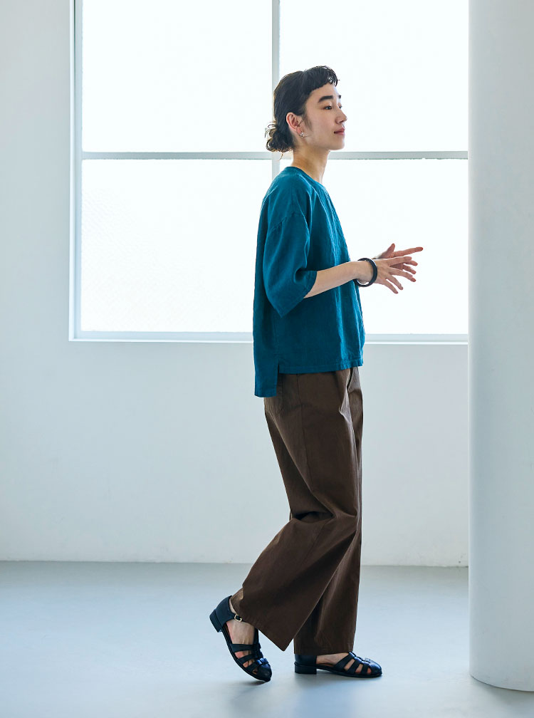 麻布Tシャツ コーディネートイメージ