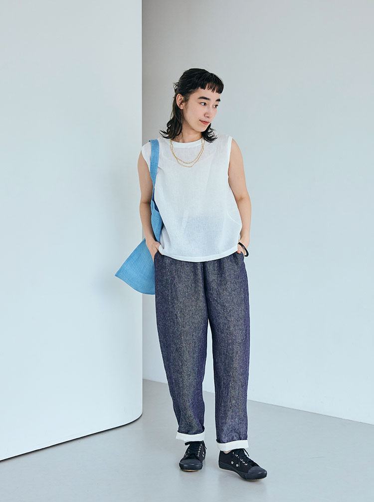 麻布Tシャツ コーディネートイメージ