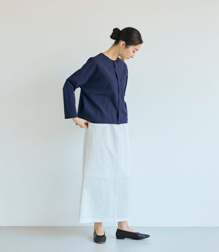 綿麻の畝織　スカート