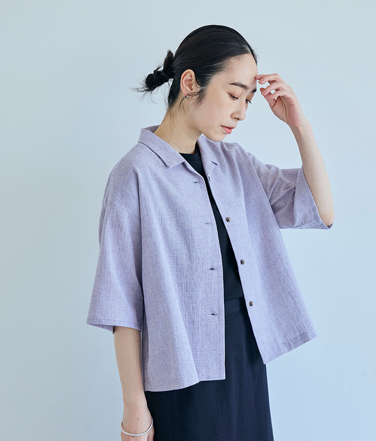 綿麻のちりめん織の服