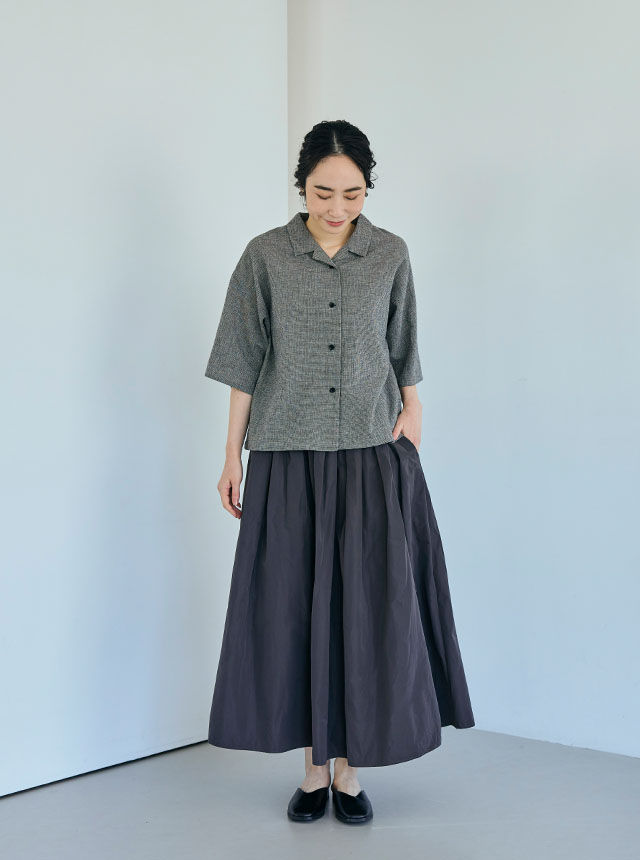 綿麻のちりめん織コーディネートイメージ