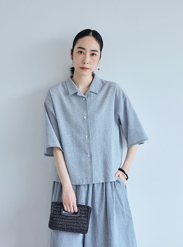 綿麻のちりめん織コーディネートイメージ