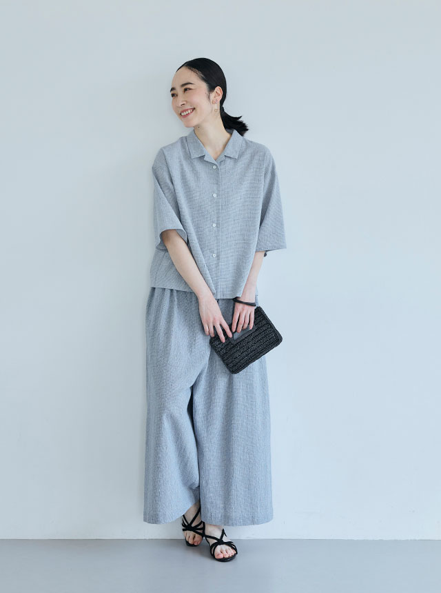 綿麻のちりめん織コーディネートイメージ