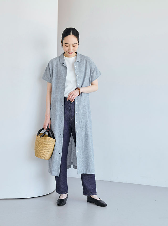 綿麻のちりめん織コーディネートイメージ