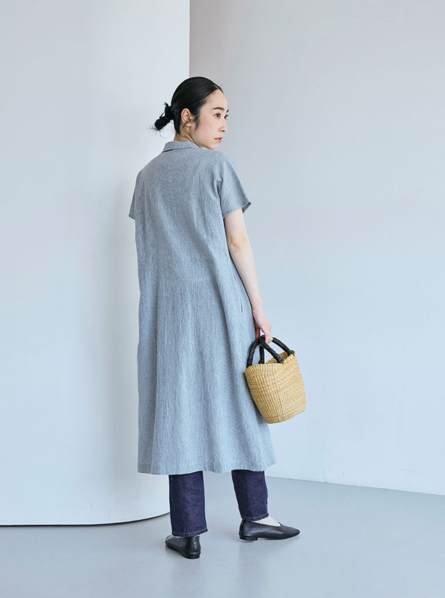 綿麻のちりめん織コーディネートイメージ