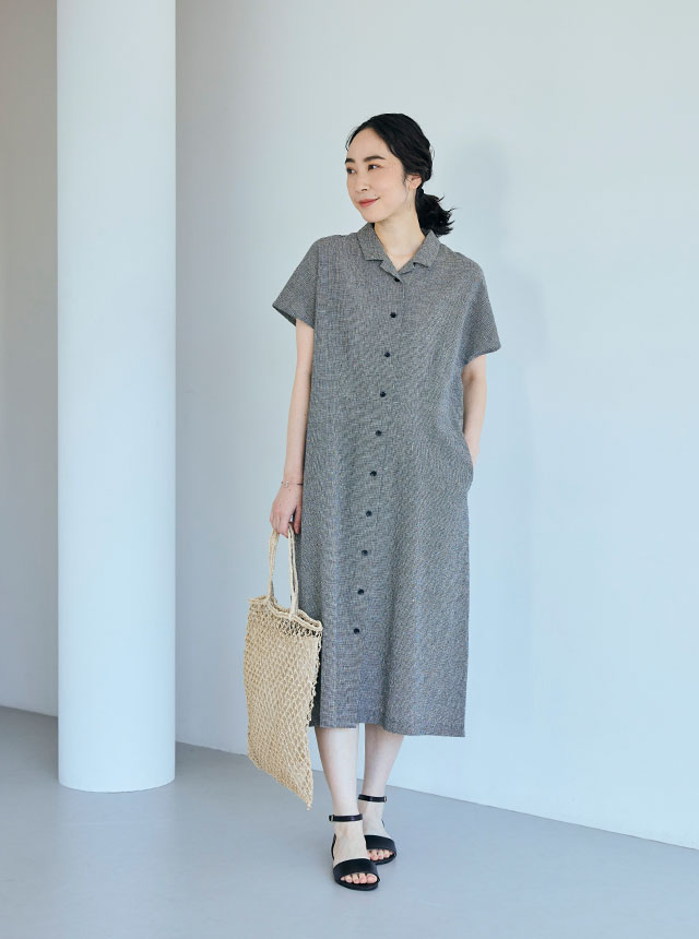 綿麻のちりめん織コーディネートイメージ