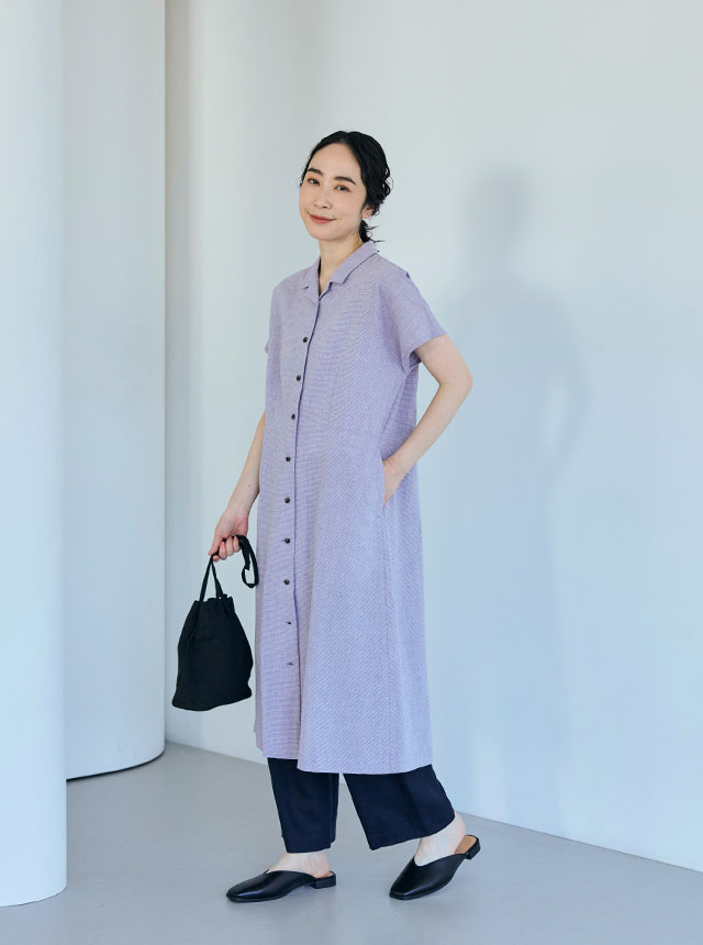 綿麻のちりめん織コーディネートイメージ