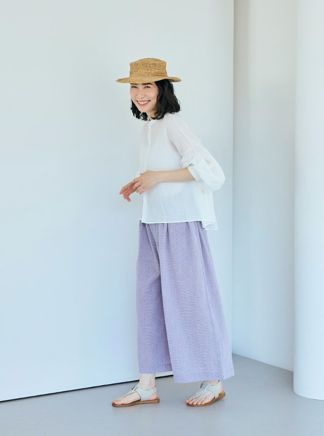 綿麻のちりめん織コーディネートイメージ