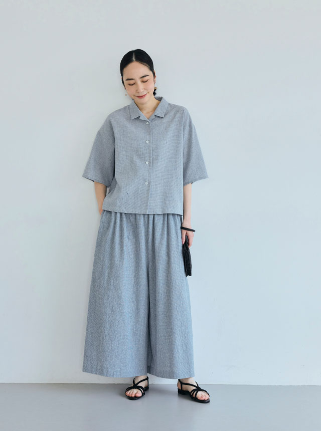 綿麻のちりめん織コーディネートイメージ