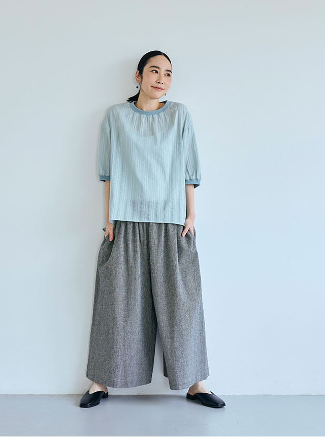 綿麻のちりめん織コーディネートイメージ