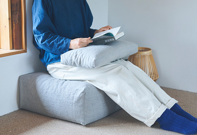 麻紙布の角座布団