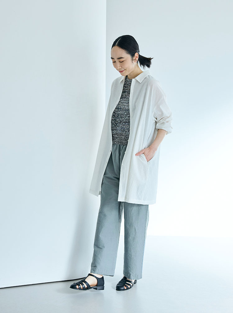 ドットドビーのシャツコート／ブラウス