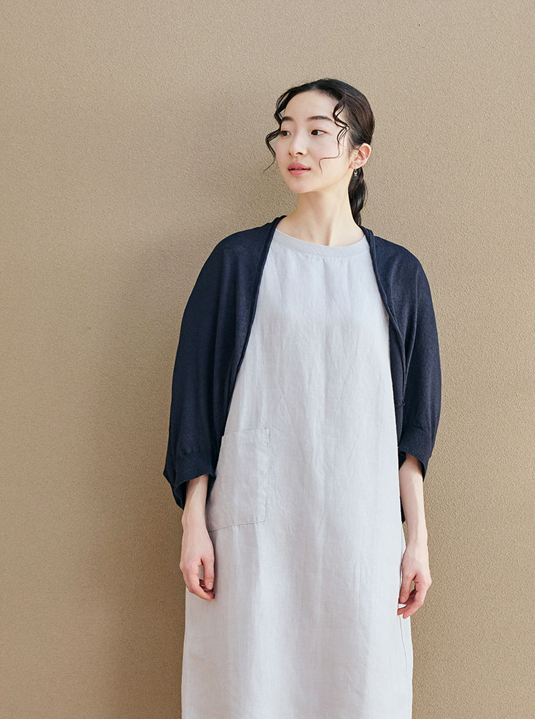 サイズフリーの麻の羽織り