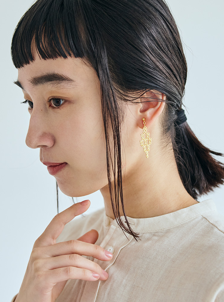 加賀水引 あわじダイヤA イヤリング 銀