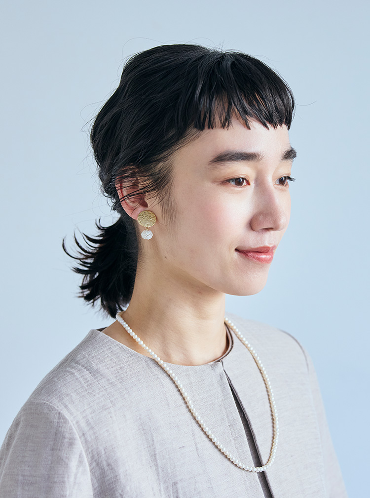 加賀水引 あわじ玉プレートプラス イヤリング 金