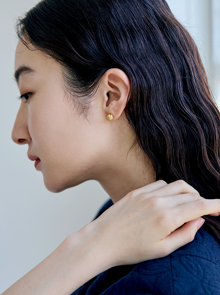 加賀水引 スタッドあわじ玉 ピアス 金