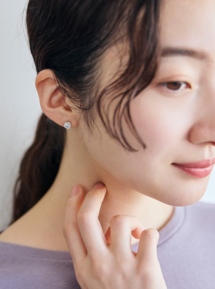 加賀水引 スタッドあわじ玉 ピアス 銀