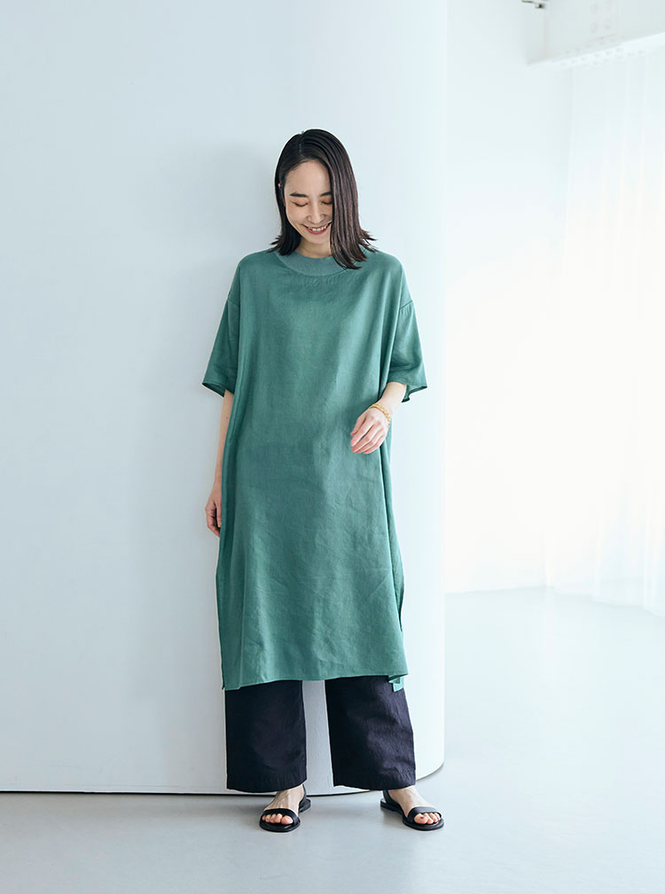 とろみ麻のTシャツ