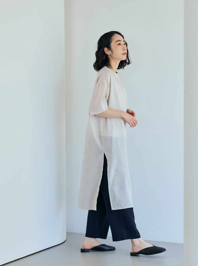 とろみ麻のTシャツ