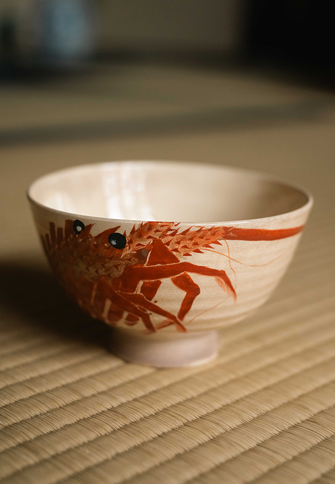 海老柄の抹茶碗