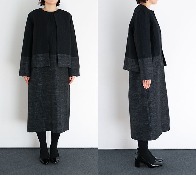 リネンコットンとサテンのジャケット