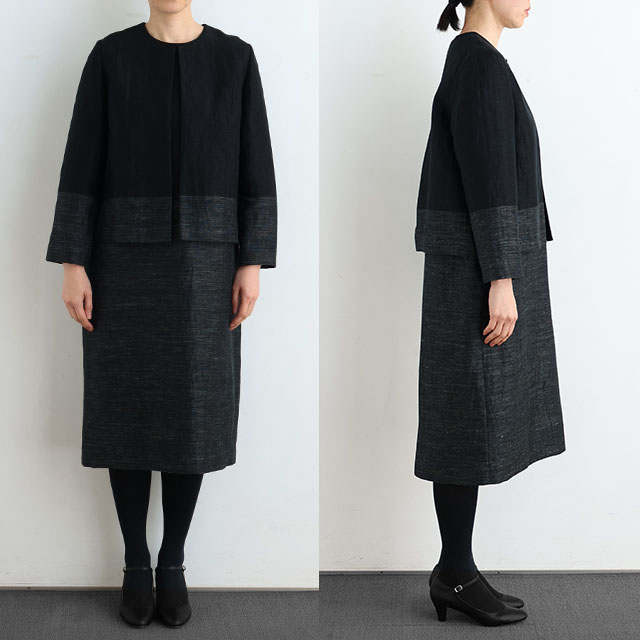 リネンコットンとサテンのジャケット