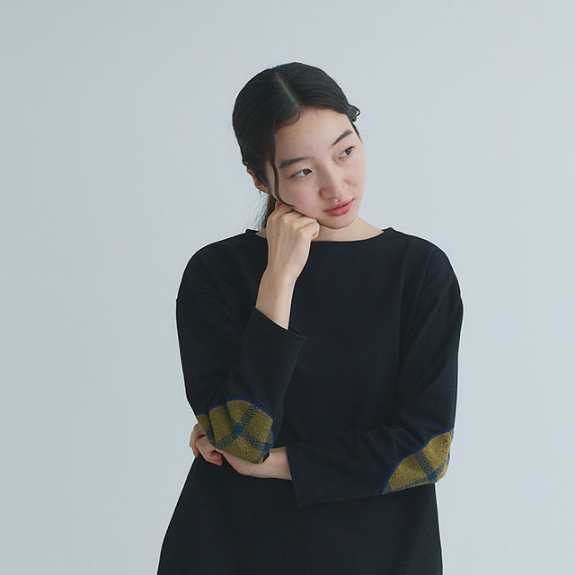 布ぬのバスクシャツ　ネップ糸綾織