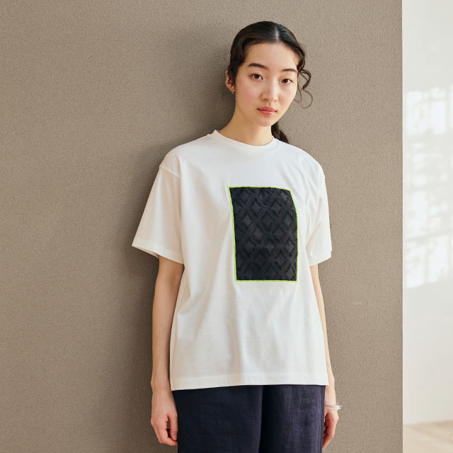 布ぬのTシャツ　カットジャカード