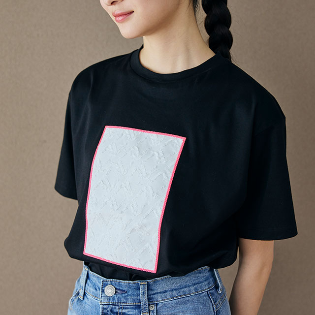 布ぬのTシャツ　カットジャカード