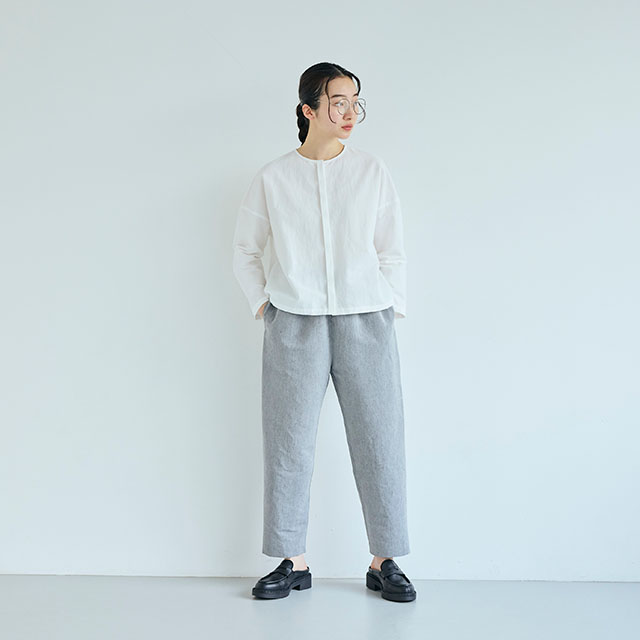 綿麻の畝織　羽織ブラウス