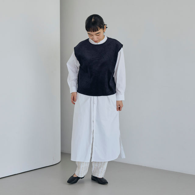 タグ付き　完売品　中川政七商店　綿麻のコール天ベスト　墨紺 綿麻のコール天 ベスト｜衣料品｜中川政七商店 公式サイト