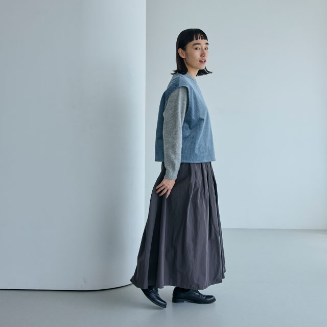 綿麻のコール天 プルオーバーベスト