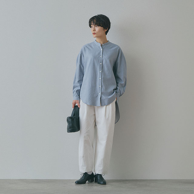 やわらかネルのバックギャザーロングブラウス｜衣料品｜中川政七