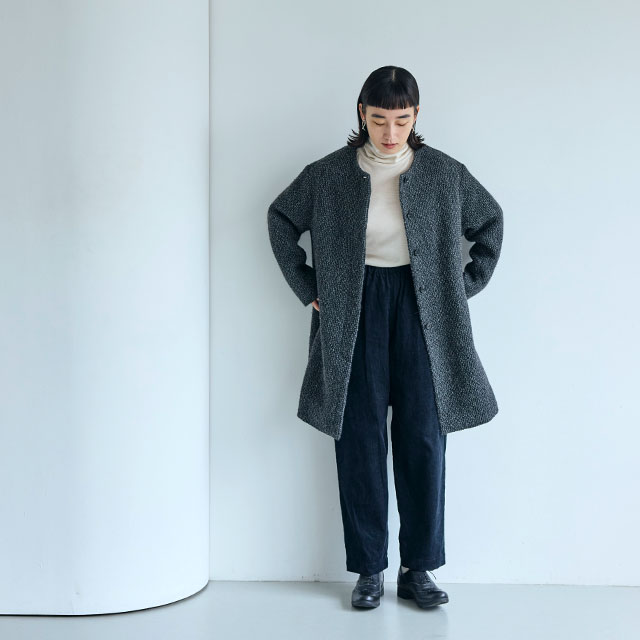 アルパカウールのワッフル織コート