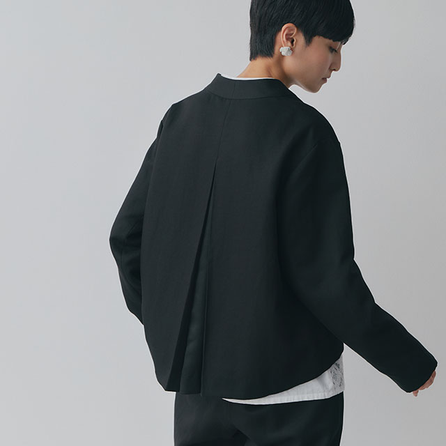 リネンコットンとサテンのジャケット