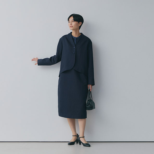 リネンコットンとサテンのジャケット