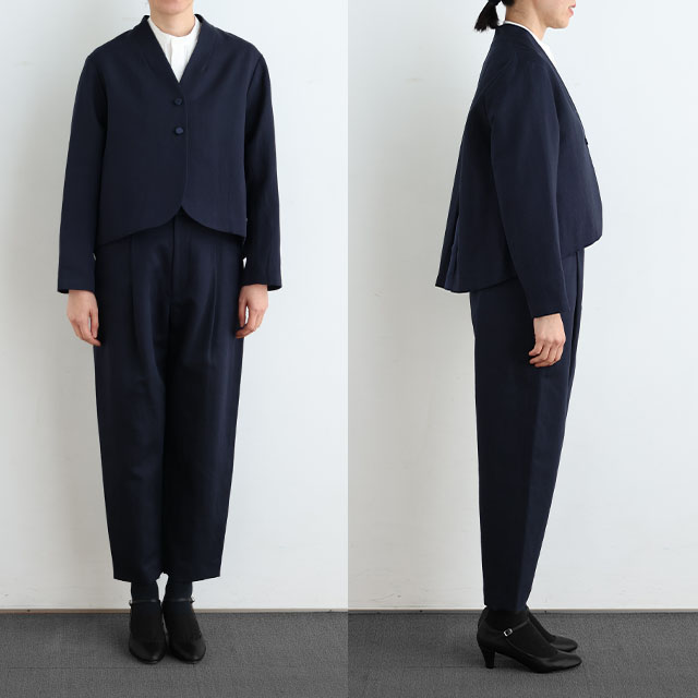 リネンコットンとサテンのジャケット