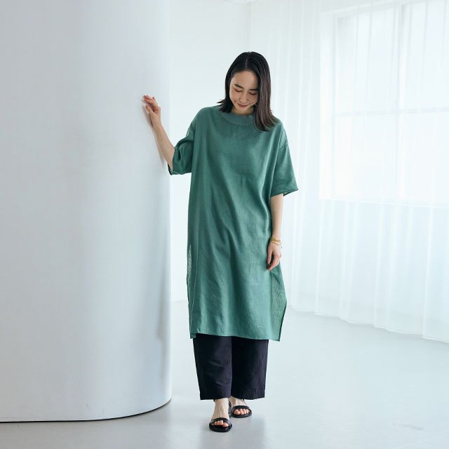 麻テンセルのＴシャツチュニック
