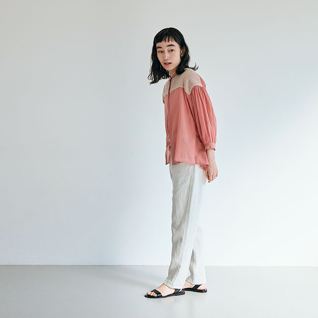 ラッセル編みの羽織りブラウス