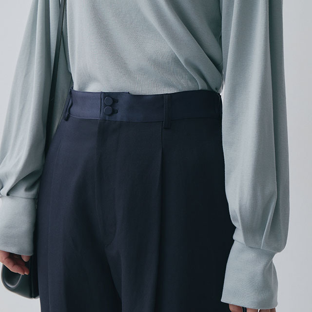 リネンコットンとサテンのパンツ