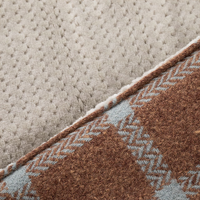 布ぬの中綿マフラー　ネップ糸綾織