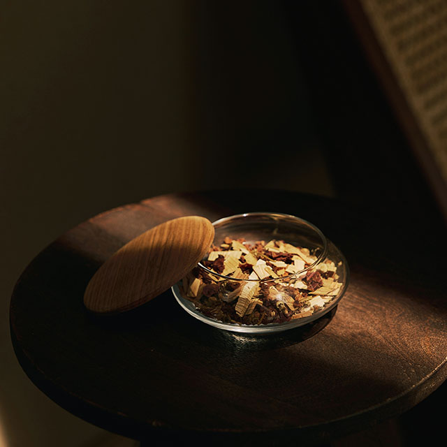 野花のポプリ 硝子の蓋物 セット